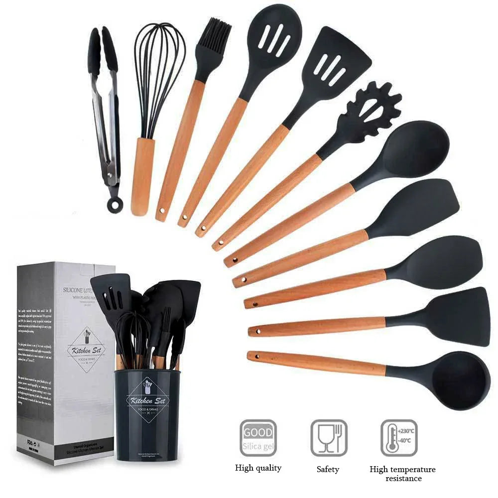 12PCS Silicone Kitchen Utensils – Nonstick and Elegant