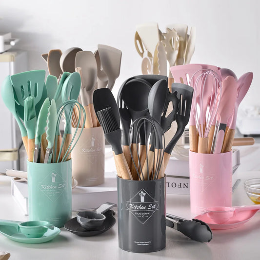 12PCS Silicone Kitchen Utensils – Nonstick and Elegant