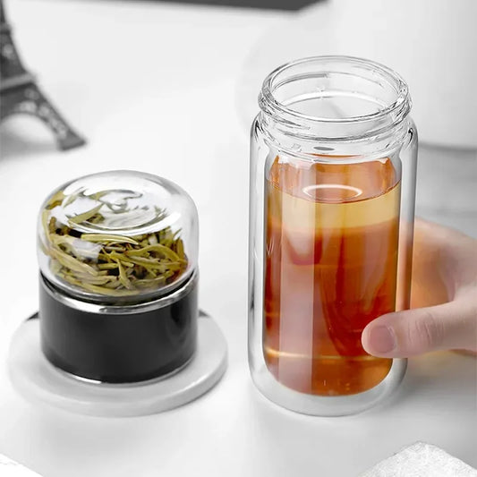 Double Glass Bottle with Tea Infuser 420ML