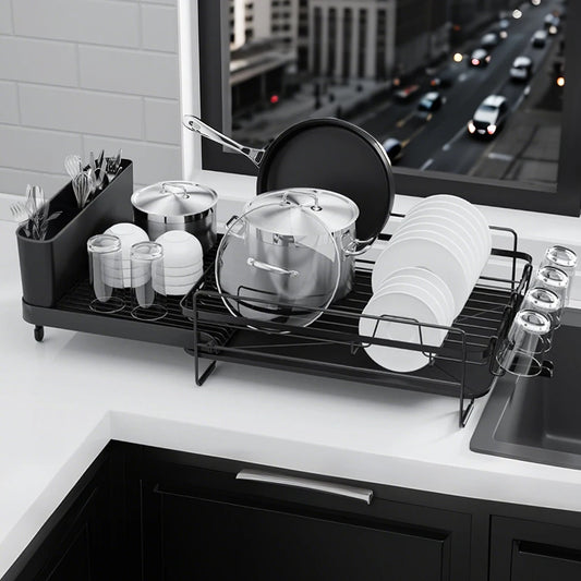 Extendable Dish Rack with Direct Drainage to the Sink!
