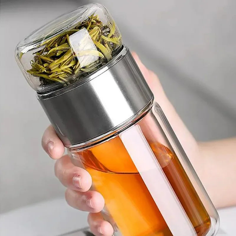 Double Glass Bottle with Tea Infuser 420ML