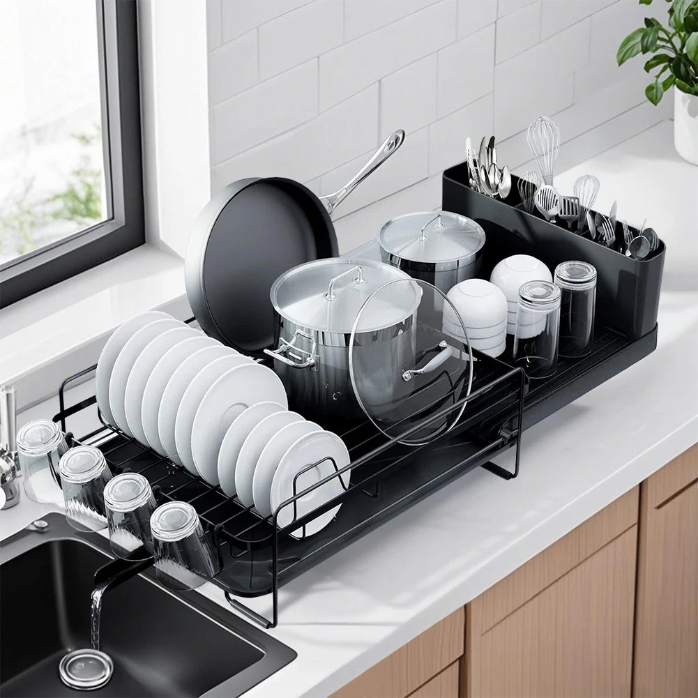 Extendable Dish Rack with Direct Drainage to the Sink!